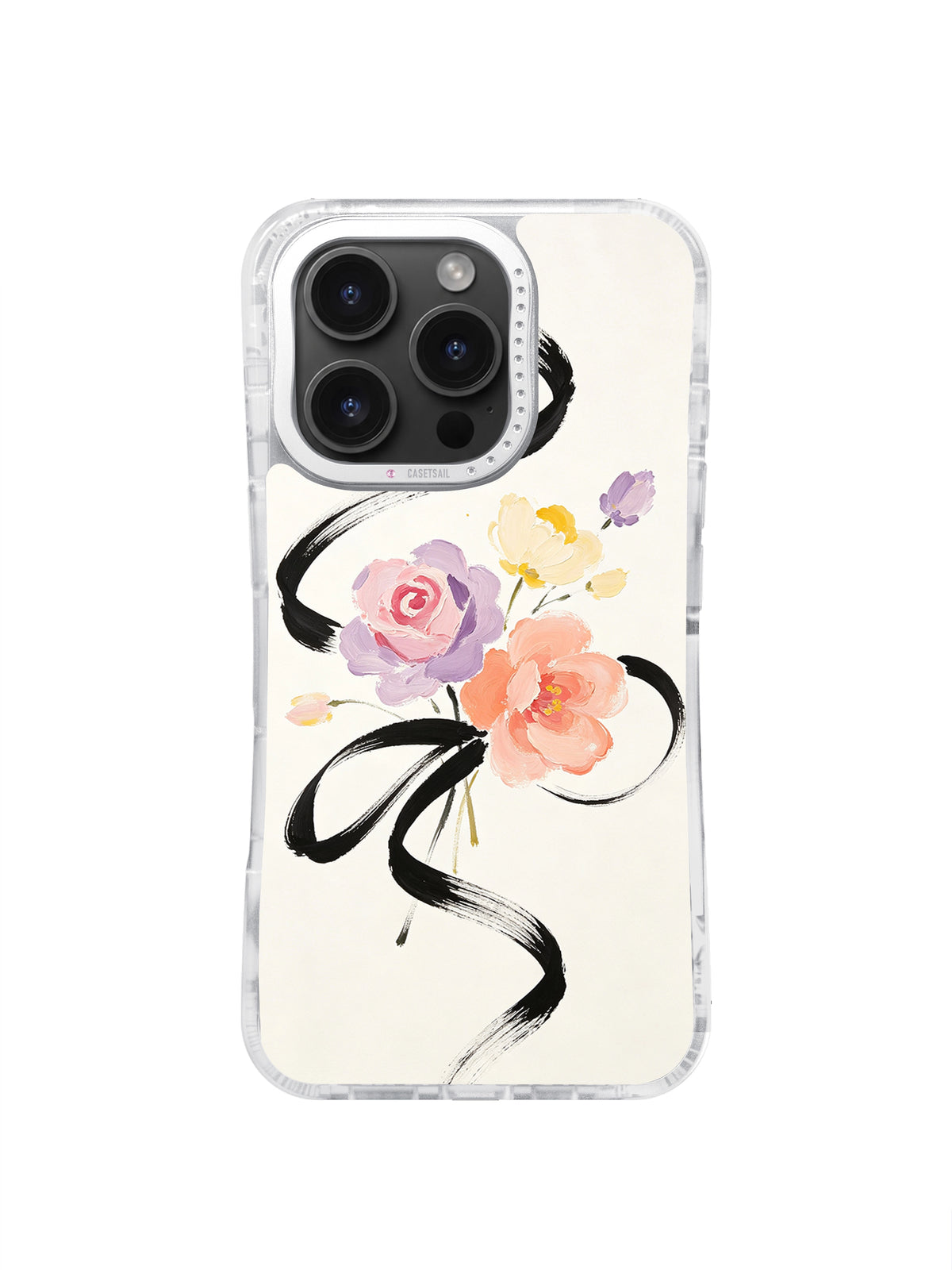 Velvet Ribbon Flowers iPhone 16 Pro Max case front view