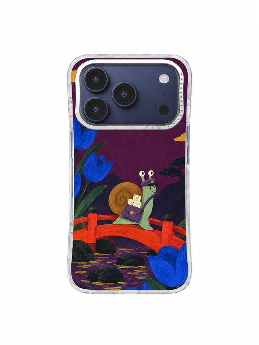 Letters Over Vermilion Bridge snail mail carrier approaching the red bridge iPhone case artwork