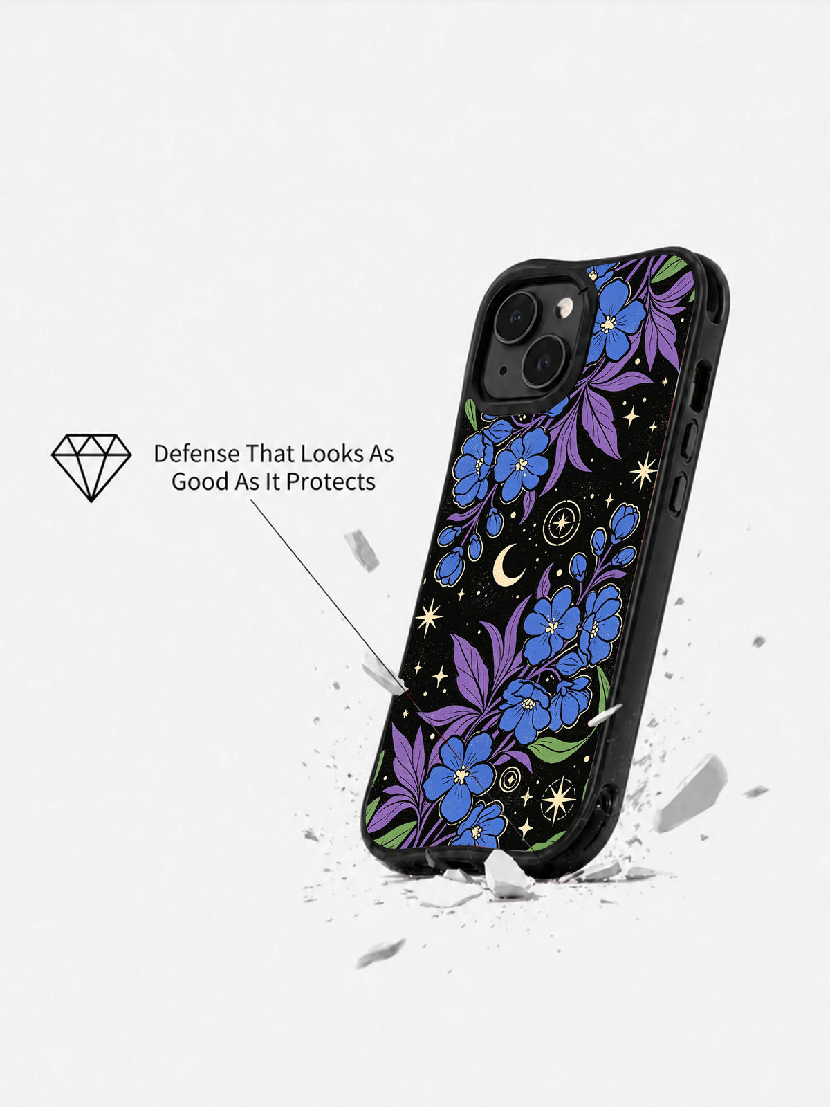 Blue Moon Secret Garden iPhone 15 Plus case side view