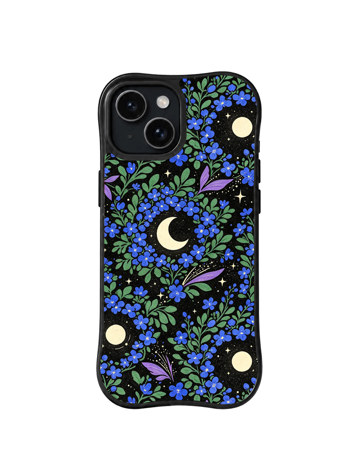 Forget Me Not Moon Garden pattern iPhone 15 Plus case