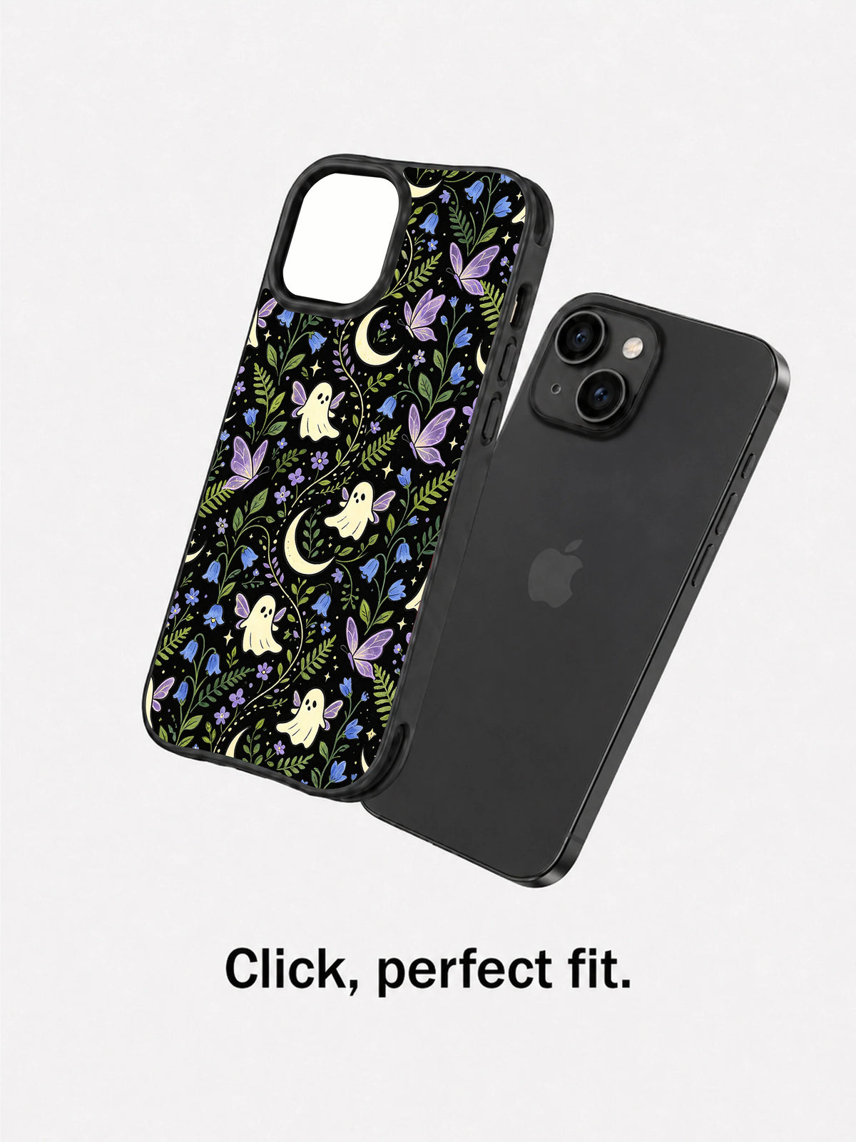 Moonlit Ghost Garden iPhone 15 Plus case lifestyle angle