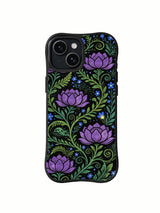 Purple Shadow Garden iPhone 15 Plus case dark floral artwork front view
