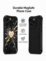 Blooming Universe Heart: Tanıtım düzeninde ikinci arka görünümün yanında desenli kılıf.