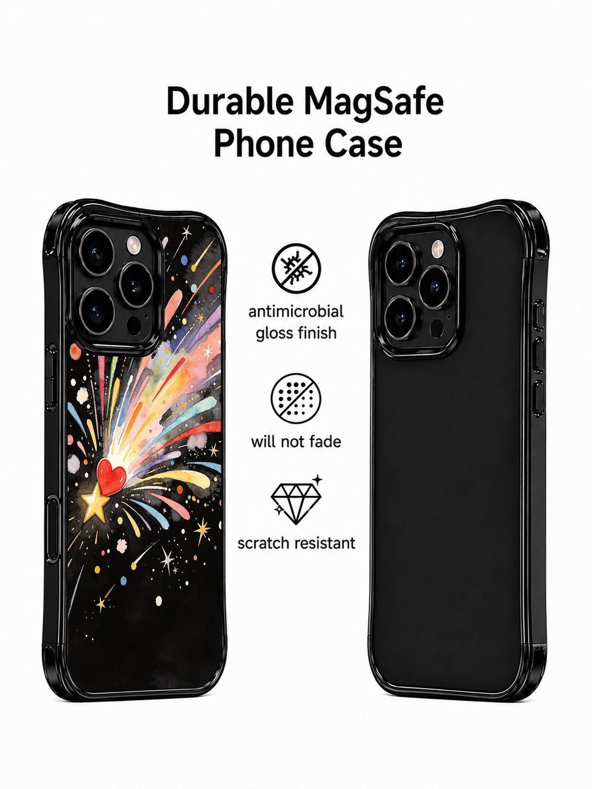 Brave Little Star Heart: Illustrated case beside a second rear view in a promotional layout.