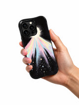 Hand holding the featured Butterfly Heart Constellation case