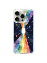 Rainbow Energy Portal / Starlight Color Passage: A narrow white passage between rainbow wedges with larger stars in the dark side margins.