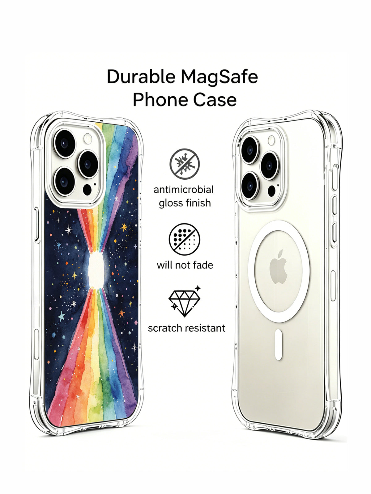 Rainbow Energy Portal: Illustrated case beside a second rear view in a promotional layout.