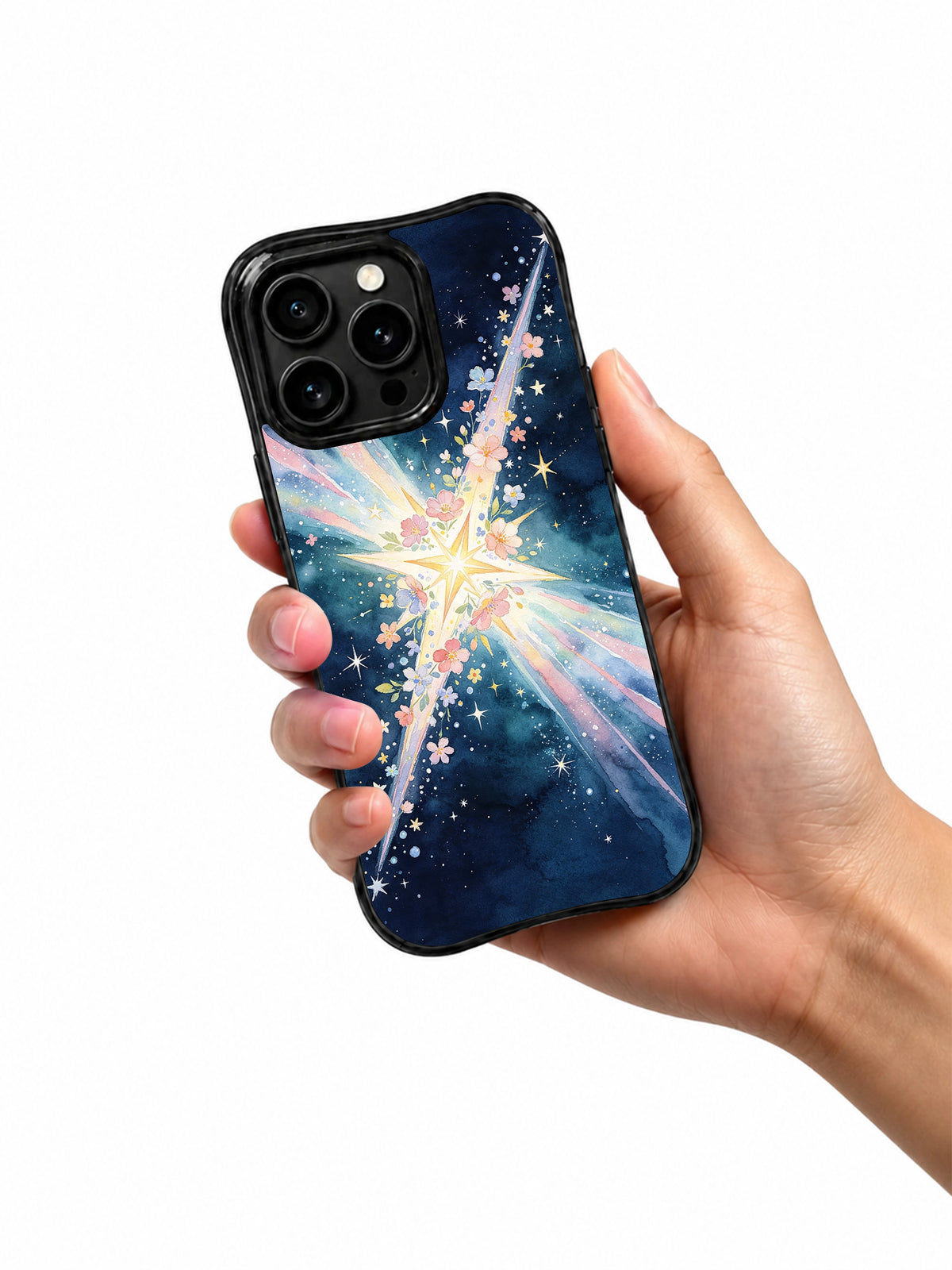 Hand holding the featured Tidal Star Garden case