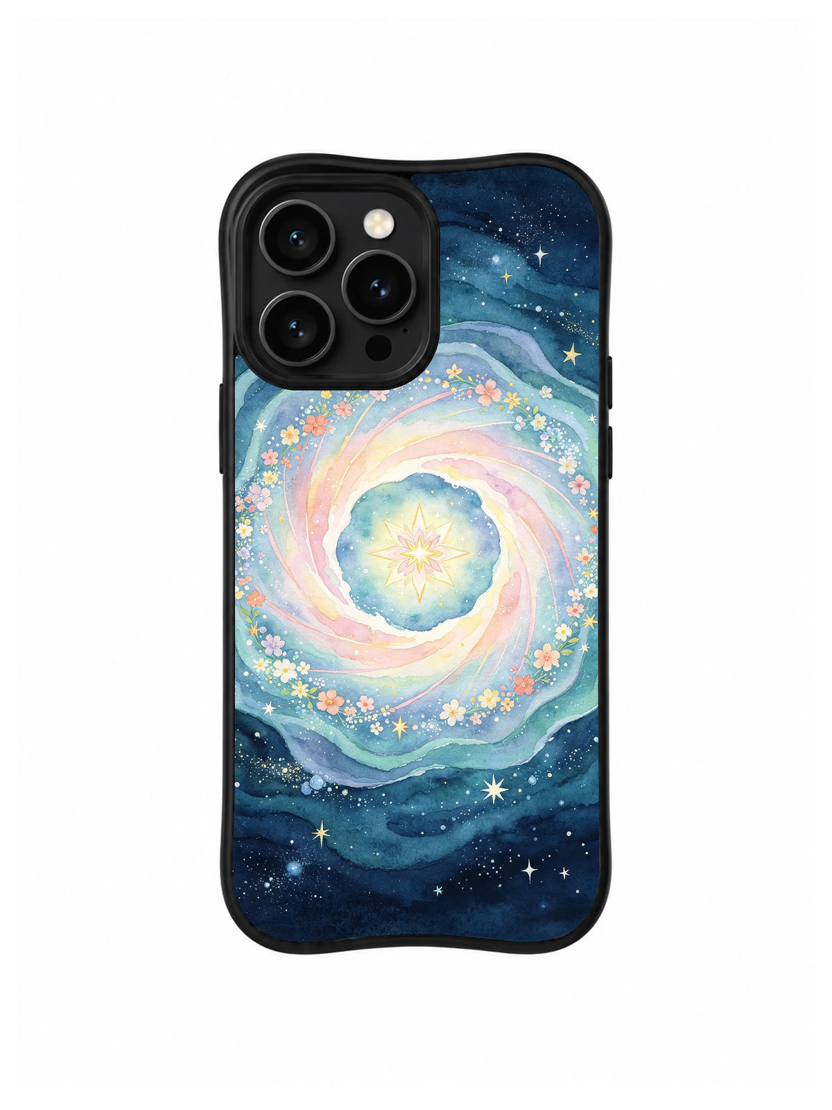 Moonpool Star Garden: Concentric blue, mint and pink rings surround a pale central bloom.