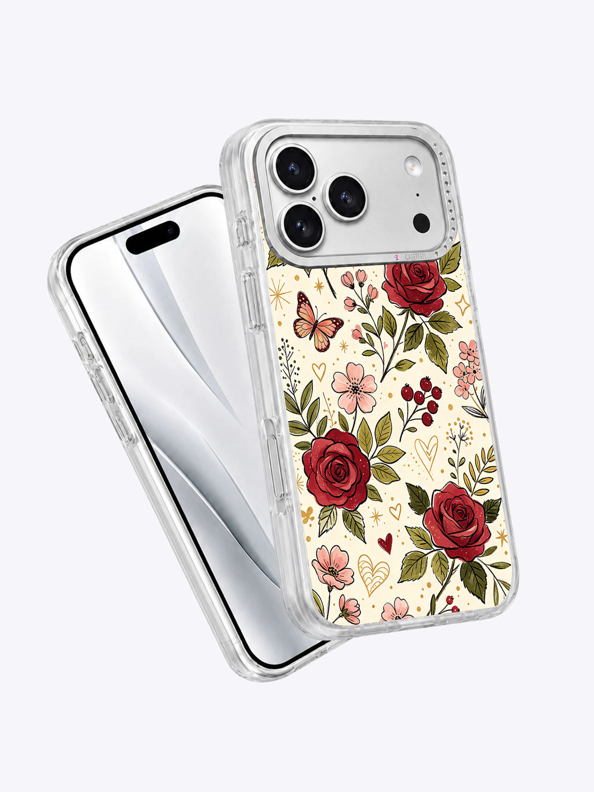Vintage Rose Adventure iPhone 17 Pro Max case angled view