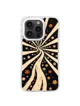 Vintage Western Bloom iPhone 16 Pro Max case front view with retro floral sunburst art