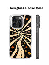 Vintage Western Bloom hourglass phone case shown from the back and side