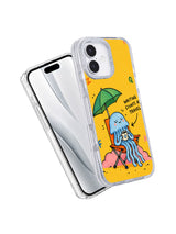 Angled product view of Waiting Counts as Travel artwork on an iPhone 16 case