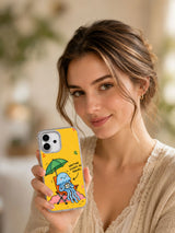 Lifestyle view of a woman holding the Waiting Counts as Travel iPhone 16 case