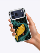 The Fish That Swam Up the Wall iPhone case held in hand