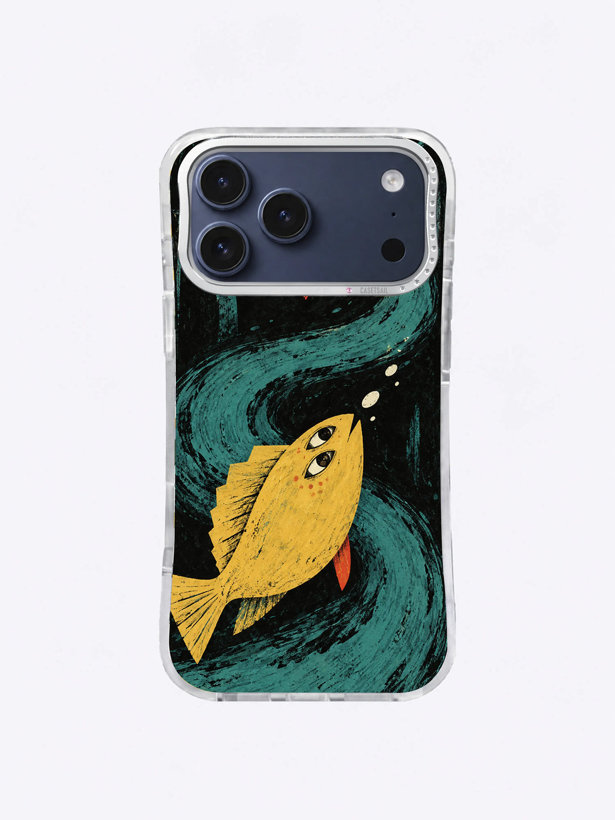 The Fish That Swam Up the Wall open water artwork on an iPhone case