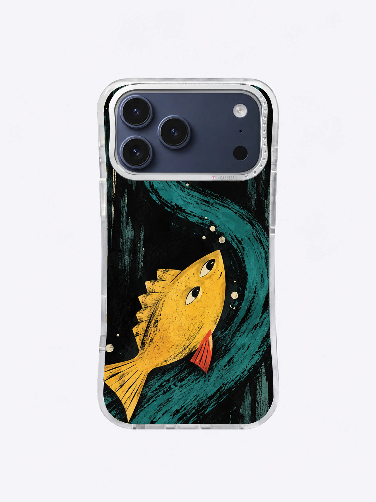 The Fish That Swam Up the Wall vermilion companion artwork on an iPhone case