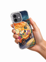 Wandering Pumpkin Caravan iPhone case held in hand