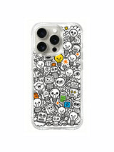 Warm cottage-style bulb club composition artwork on an iPhone 15 Pro case