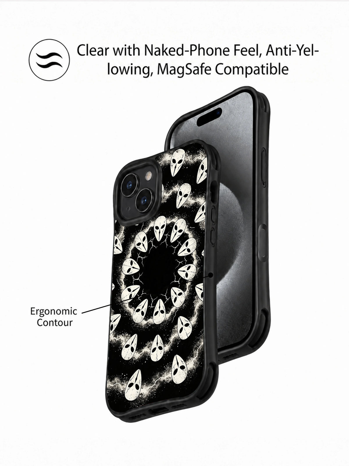 Western Dust Phantoms case front and contour presentation for iPhone 15 Plus