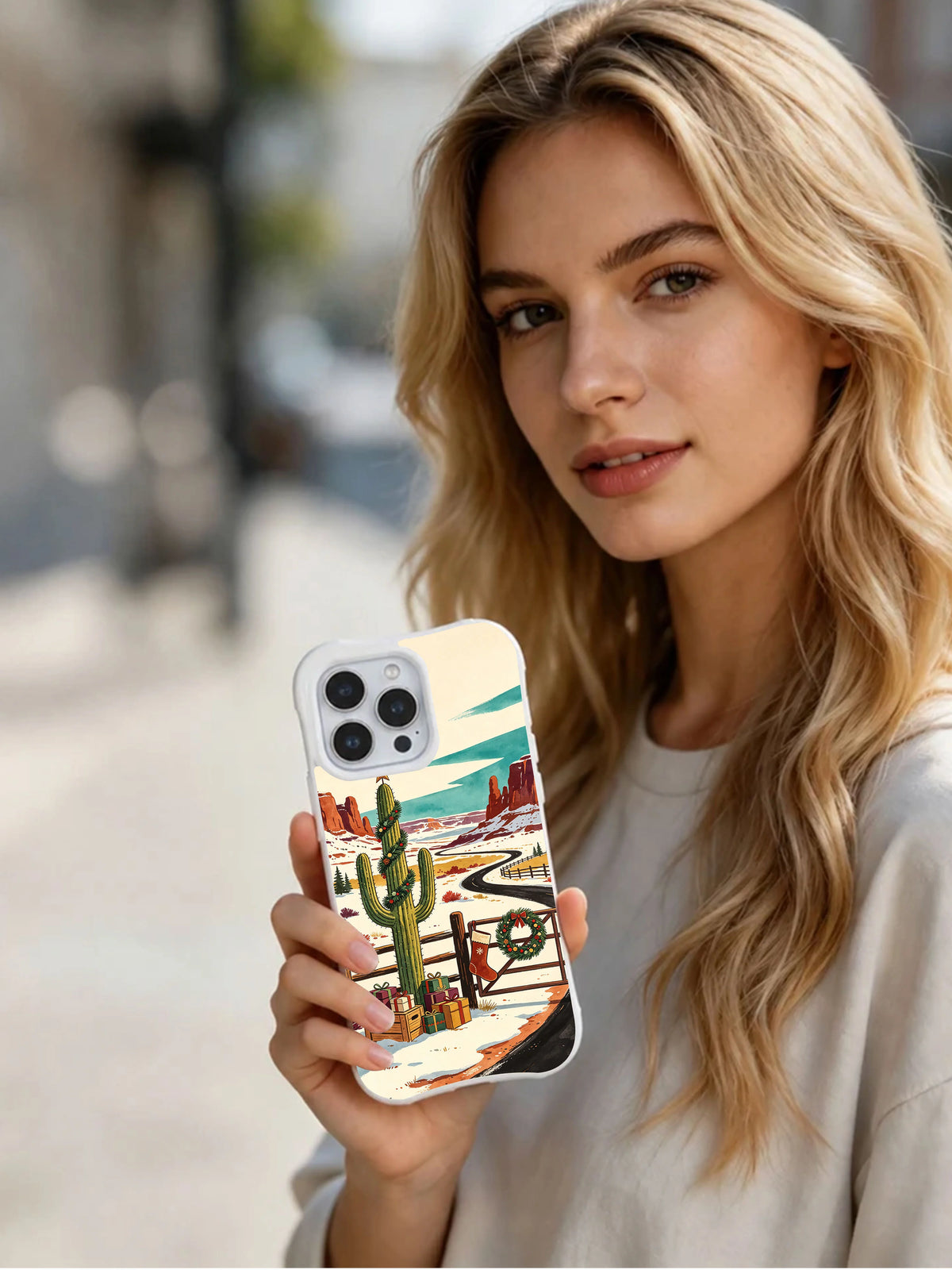 Lifestyle view of the Western Snowstar Mesa iPhone 16 Pro case