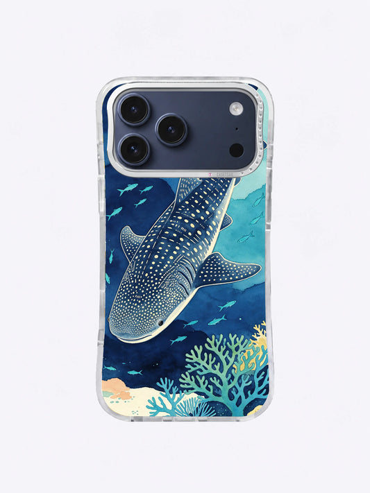 Spotted Giant Passage whale shark blue coastal art iPhone case
