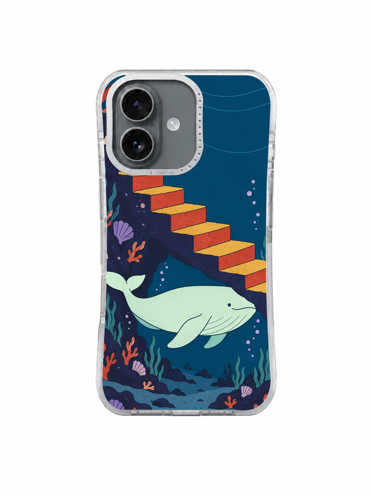 Front view of Whale Under the Stair iPhone 17 case