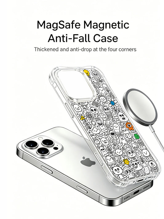 Whimsical invisible town creature collage design iPhone 16 pro Case by Nico Scribble, premium artist phone casing handmade at PhoneCasing’s California factory, unique aesthetic phone cover for daily wear.