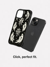 Vesper Wraith monochrome spirit pattern iPhone 15 Plus case separated fit view