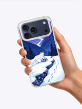 The White Fox of Frost Valley iPhone case held in hand