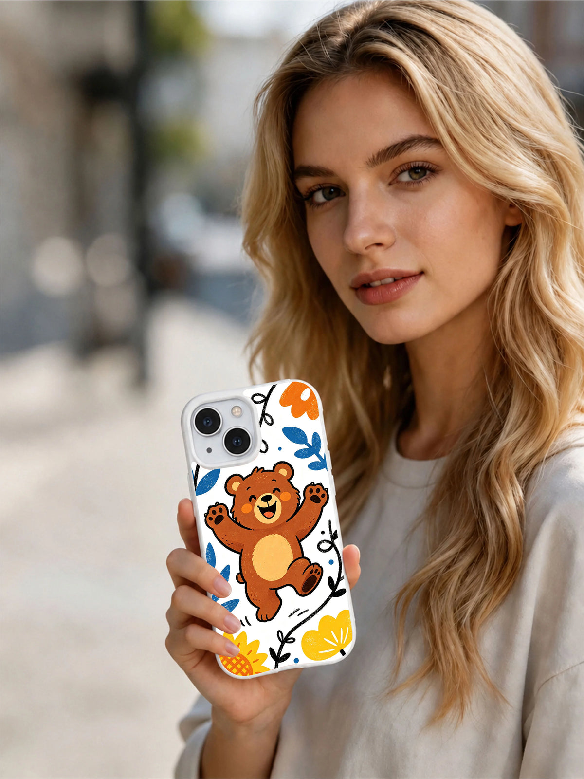 Wild Flower Bear iPhone 13 case lifestyle commerce view 6