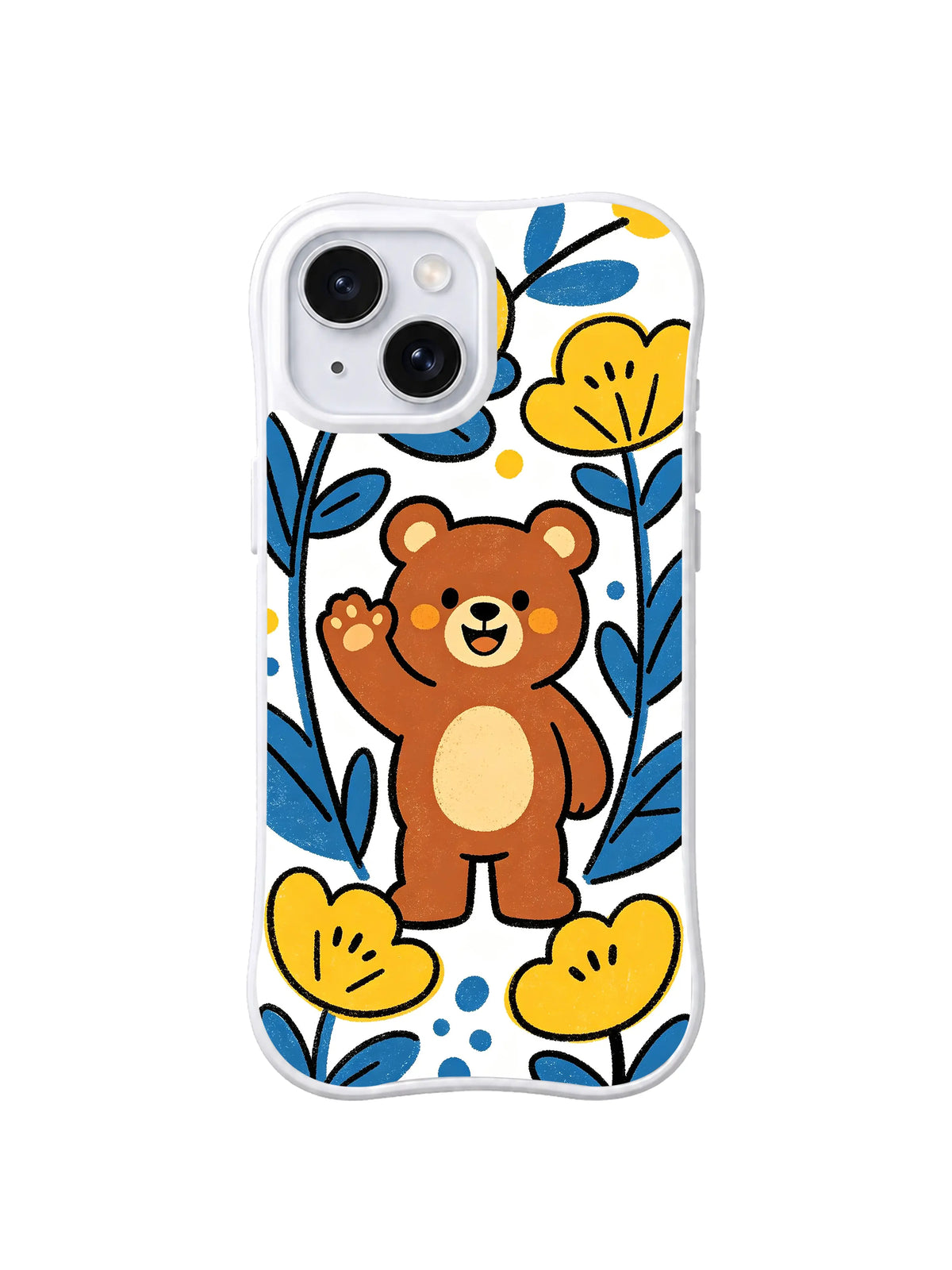 Yellow Flower Garden Bear – Wild Flower Bear iPhone 13 case by Kito Bramble