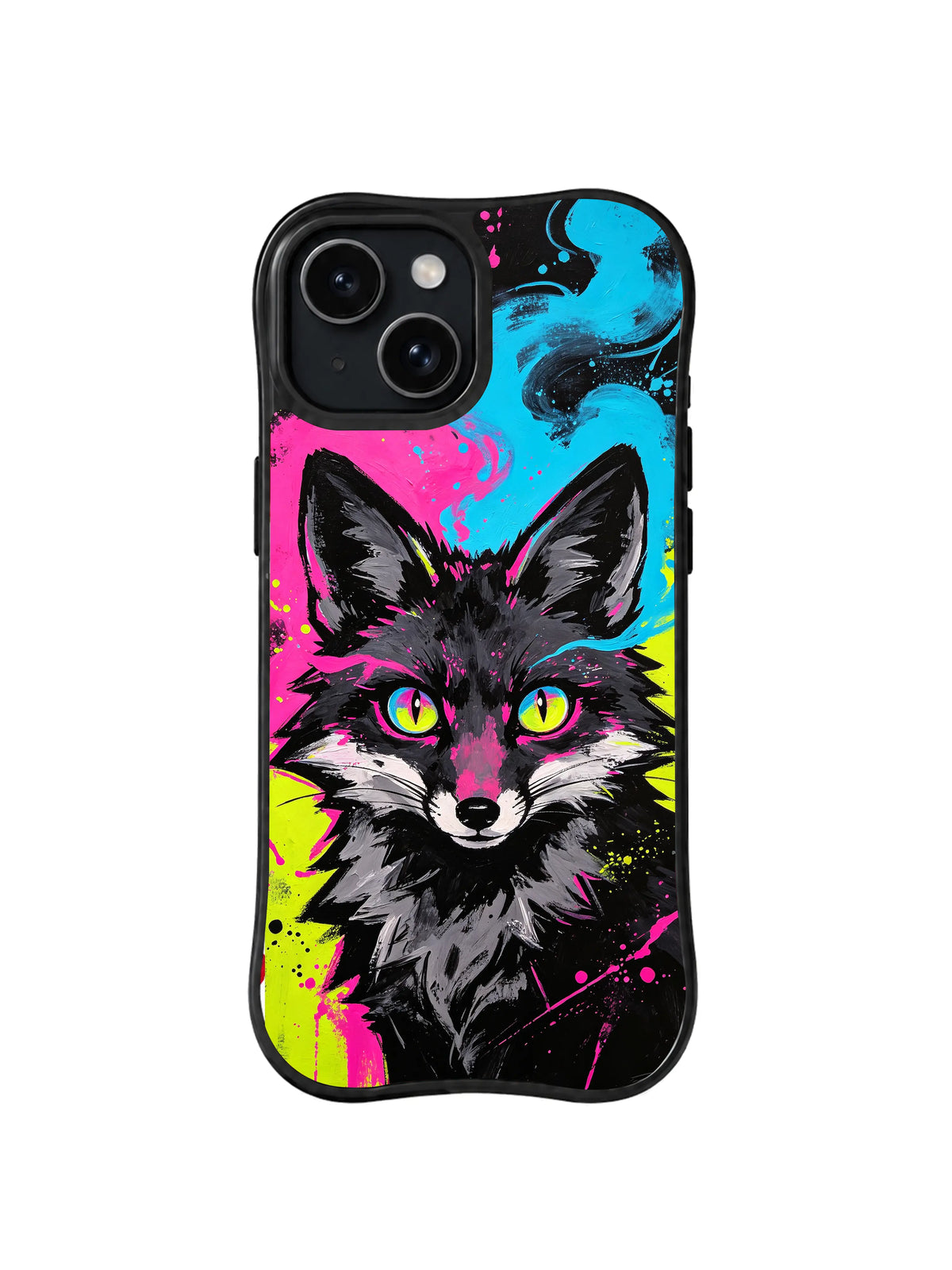 Midnight Neon Trickster black fox iPhone 15 Plus case