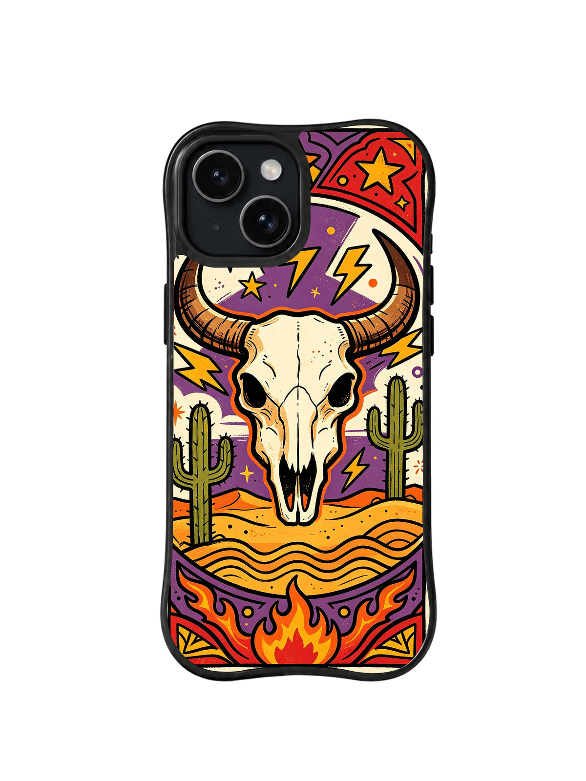 Electric Bull western art iPhone 15 Plus case pattern