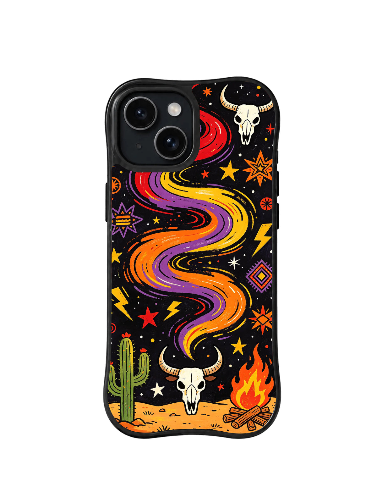 Midnight Rodeo western art iPhone 15 Plus case pattern
