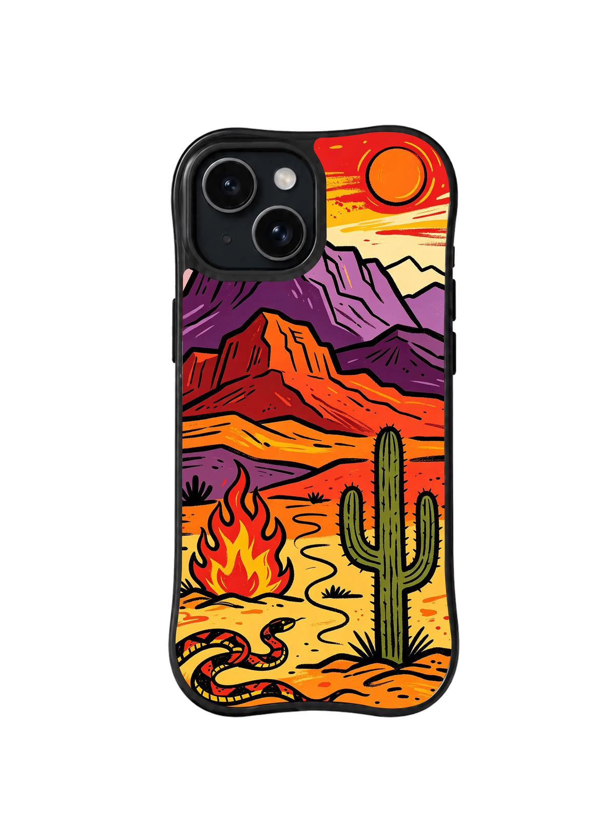 Sunset Frontier western art iPhone 15 Plus case pattern