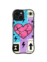 Cracked Pink Voltage: A cracked pink heart sits among lightning bolts, arrows and eye symbols.