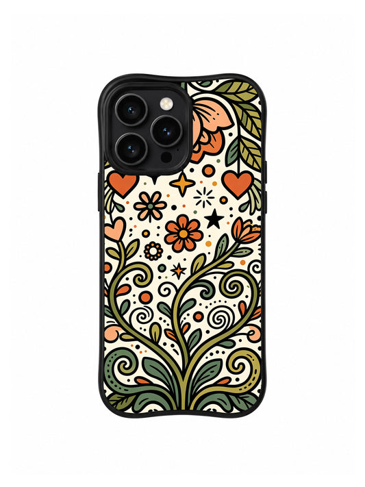 Wild Heart Parade iPhone 14 Pro case black floral front view
