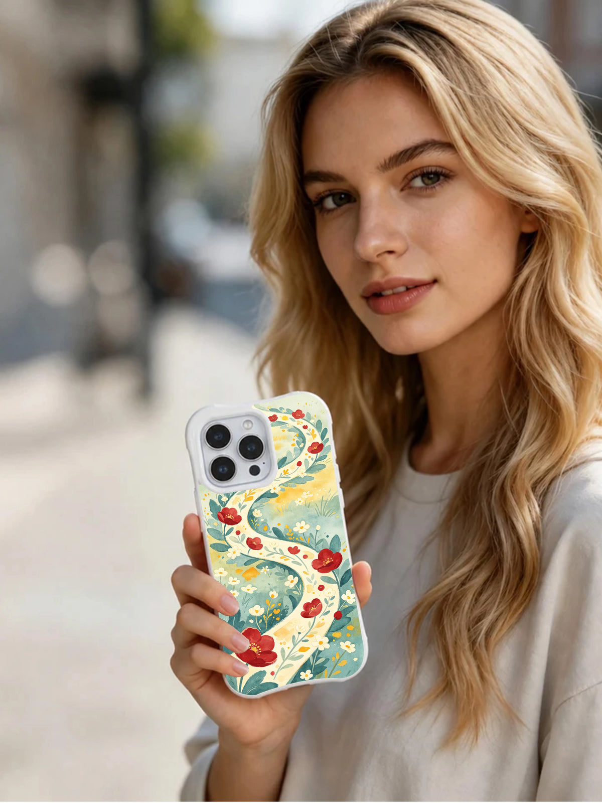 Wild Ribbon Meadow floral iPhone 15 Pro case product presentation