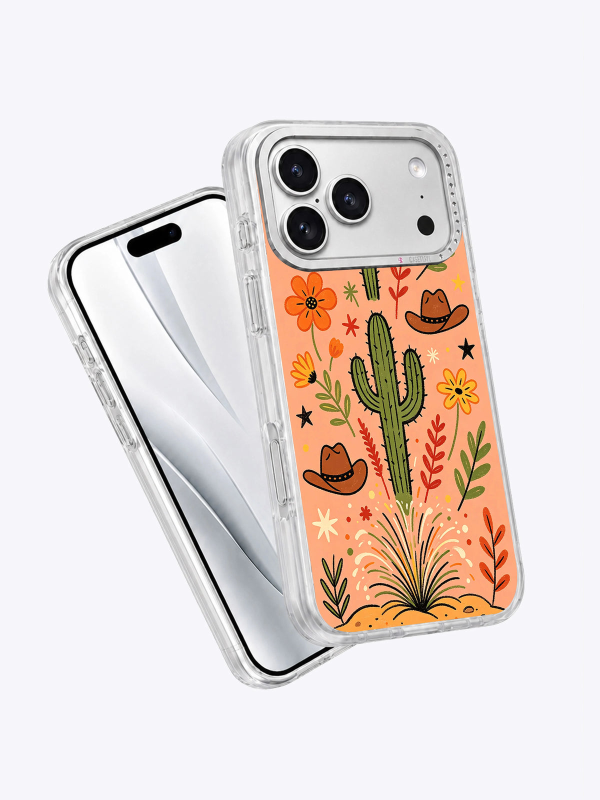 Wild West Flower Ranch iPhone 17 Pro Max case angled view