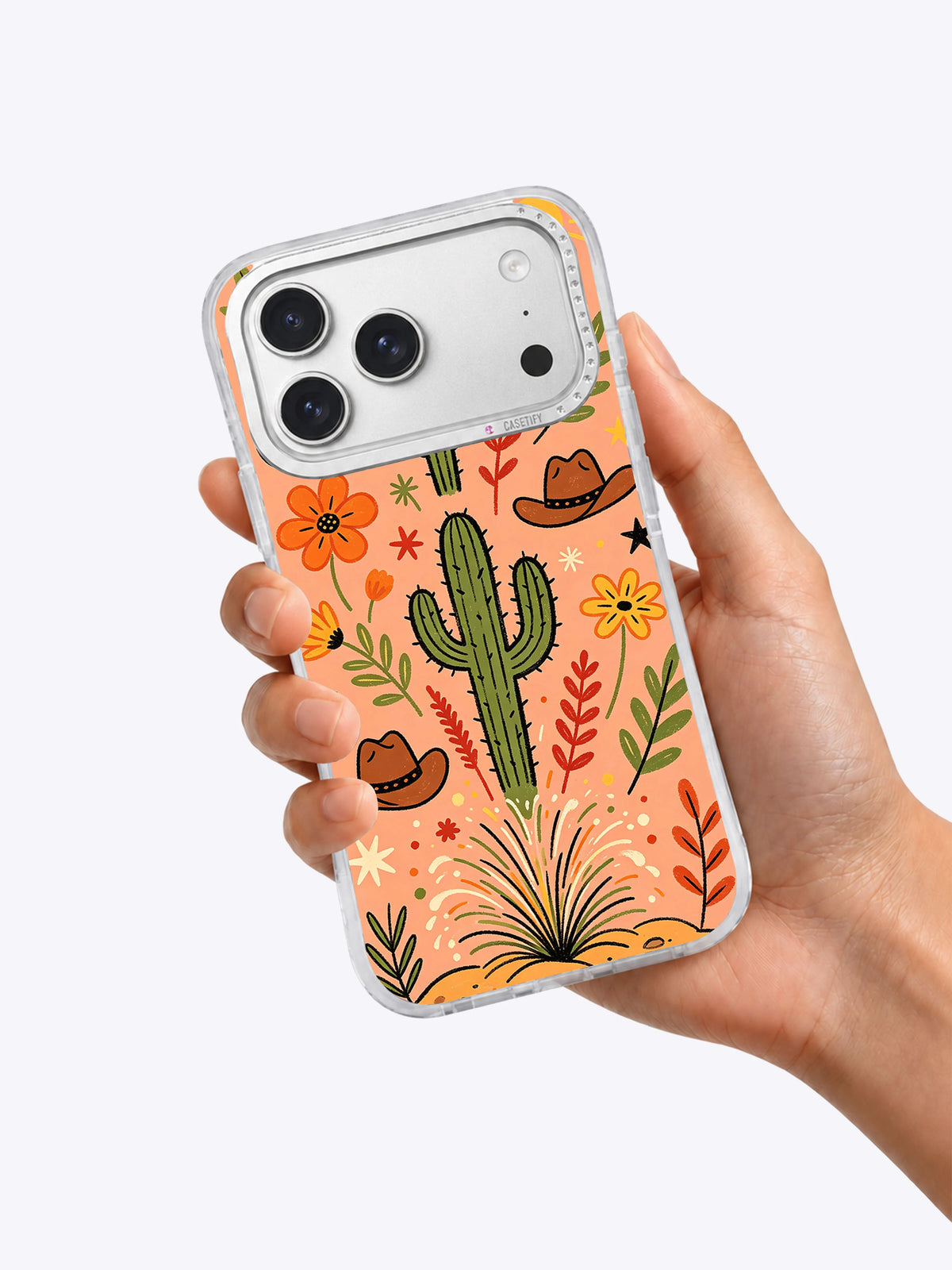 Wild West Flower Ranch iPhone 17 Pro Max case lifestyle view