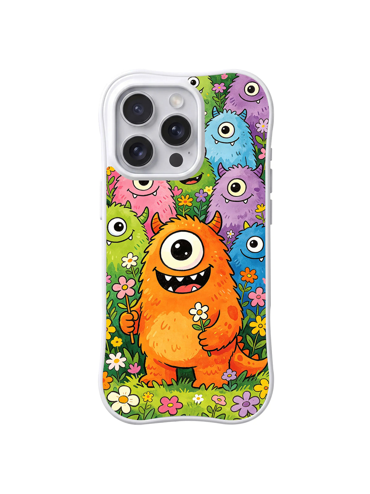 Orange Flower Keeper: Büyük turuncu tek gözlü yaratık, küçük goblinlerin arasında çiçek tutar.