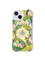 Flower Fountain Courtyard: A flower-ringed fountain stands at the center of a pastel cottage courtyard.