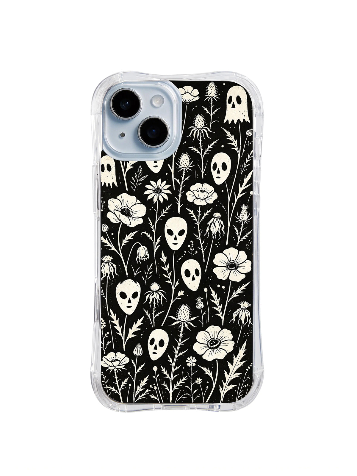 Ghostflower Memorial Field black and white mask floral pattern