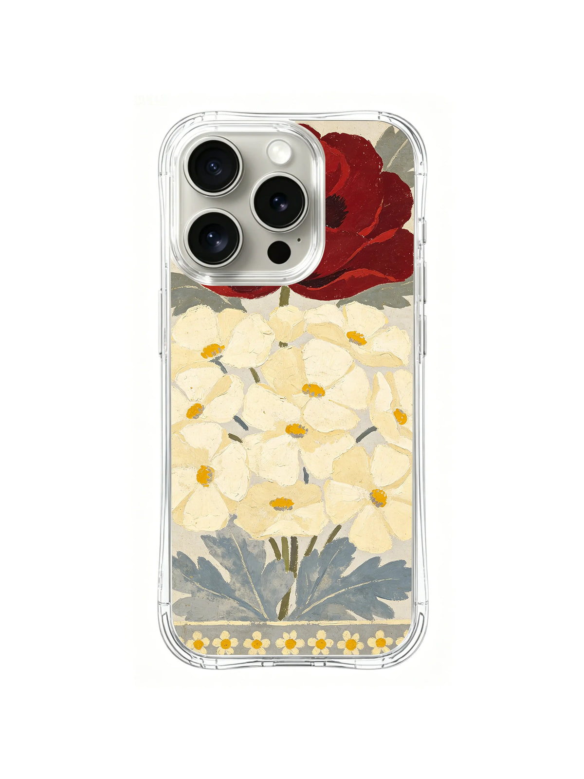 Ivory Meadow Page pattern on iPhone 15 Pro case