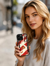 Lifestyle view of a person holding the Winding Foxlight Trail iPhone 14 Pro case