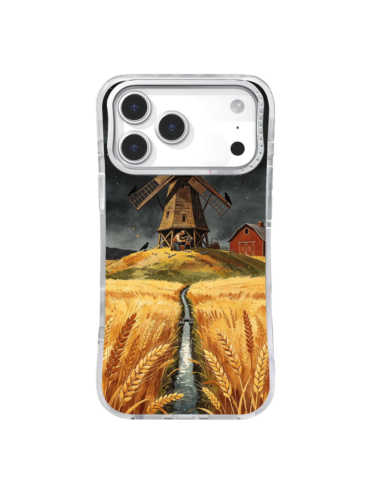 The Windmill and the Helpful Crows rust barn wheat path iPhone case artwork