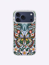 Front view of Winter Butterfly Conservatory iPhone 17 Pro Max case