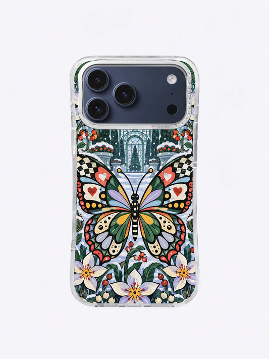 Frosted Arch Butterfly artwork on an iPhone 17 Pro Max case