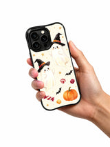 Witchy Bow Night iPhone 14 Pro case held in hand
